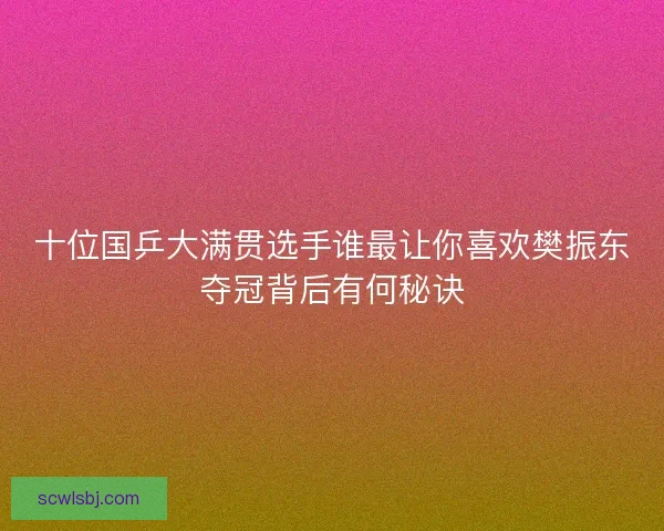 十位国乒大满贯选手谁最让你喜欢樊振东夺冠背后有何秘诀 十位国乒大满贯选手谁最让你喜欢樊振东夺冠背后有何秘诀