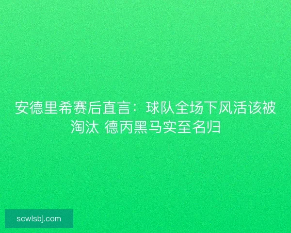 安德里希赛后直言：球队全场下风活该被淘汰 德丙黑马实至名归