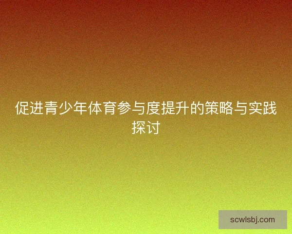 促进青少年体育参与度提升的策略与实践探讨