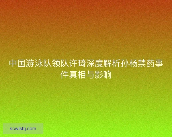 中国游泳队领队许琦深度解析孙杨禁药事件真相与影响 中国游泳队领队许琦深度解析孙杨禁药事件真相与影响